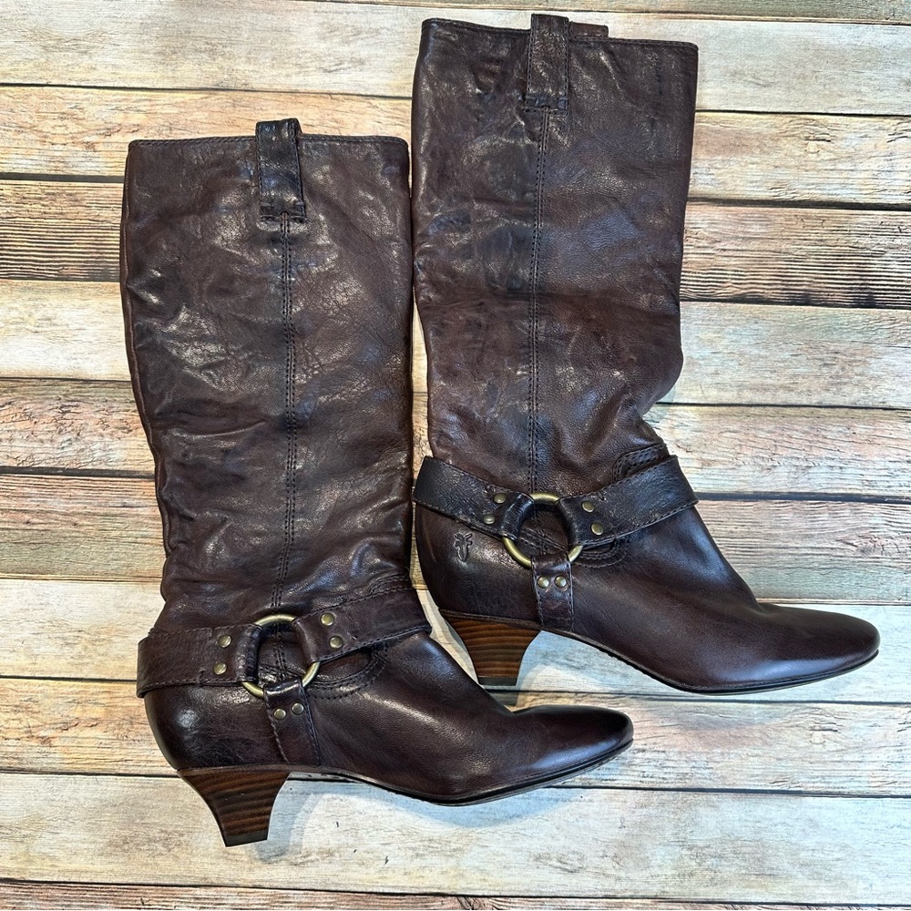 Frye Steffi Harness Boots in Brown Size 7.5